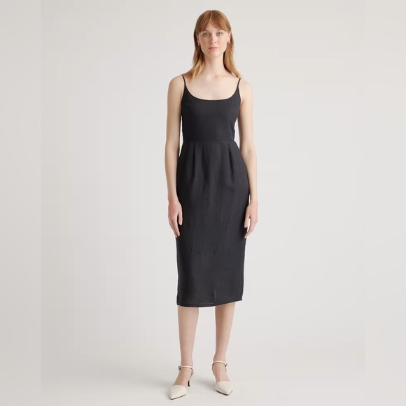 Quince Dresses & Skirts - Quince 100% European Linen Scoop Neck Midi Dress, Black, Small